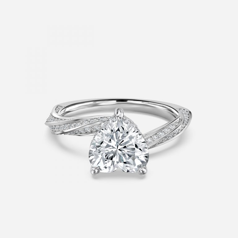Heart Hidden Halo Engagement Ring