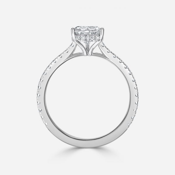 Heart Hidden Halo Engagement Ring