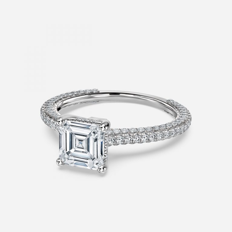 Asscher Hidden Halo Engagement Ring