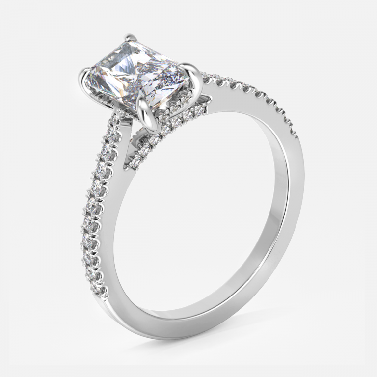Radiant Hidden Halo Engagement Ring