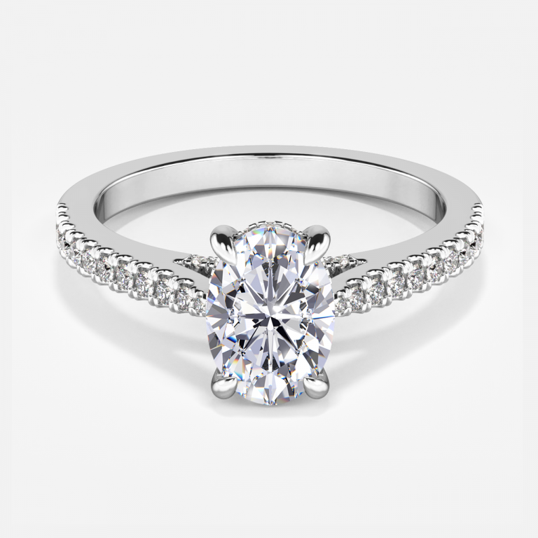 Oval Hidden Halo Engagement Ring