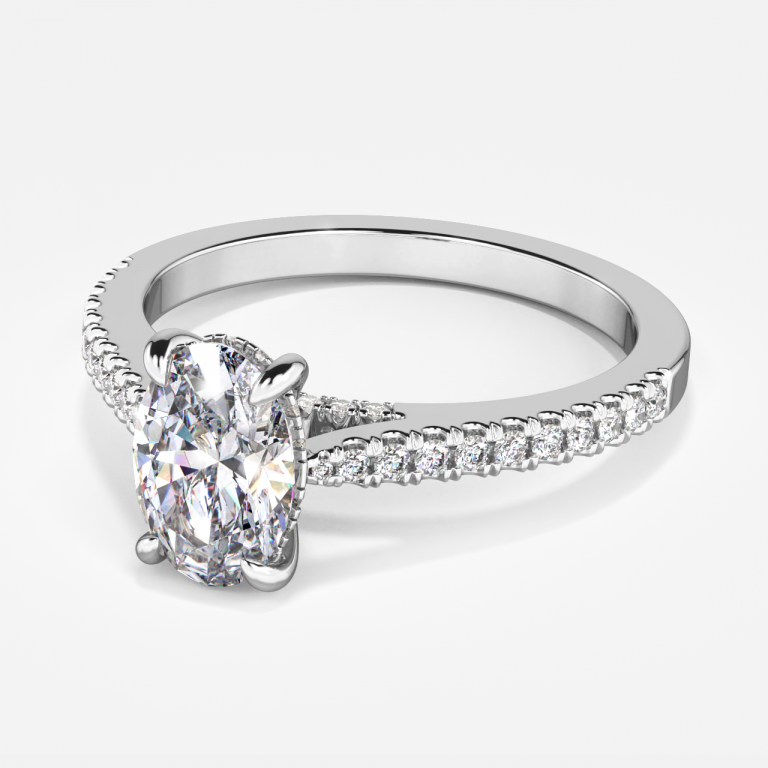Oval Hidden Halo Engagement Ring