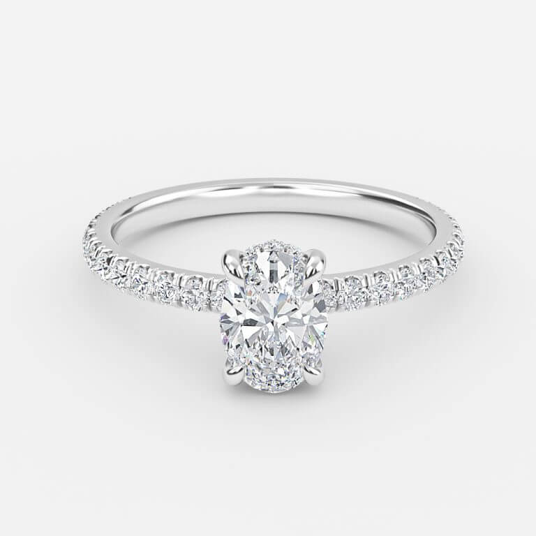 Oval Hidden Halo Engagement Ring