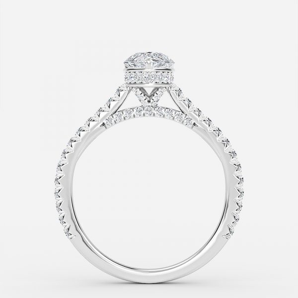 Pear Hidden Halo Engagement Ring