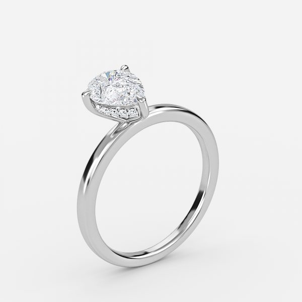Pear Hidden Halo Engagement Ring