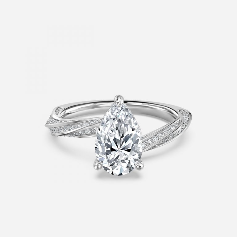 Pear Hidden Halo Engagement Ring
