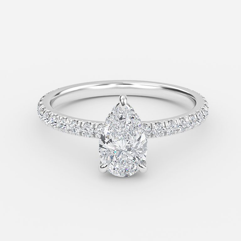Pear Hidden Halo Engagement Ring