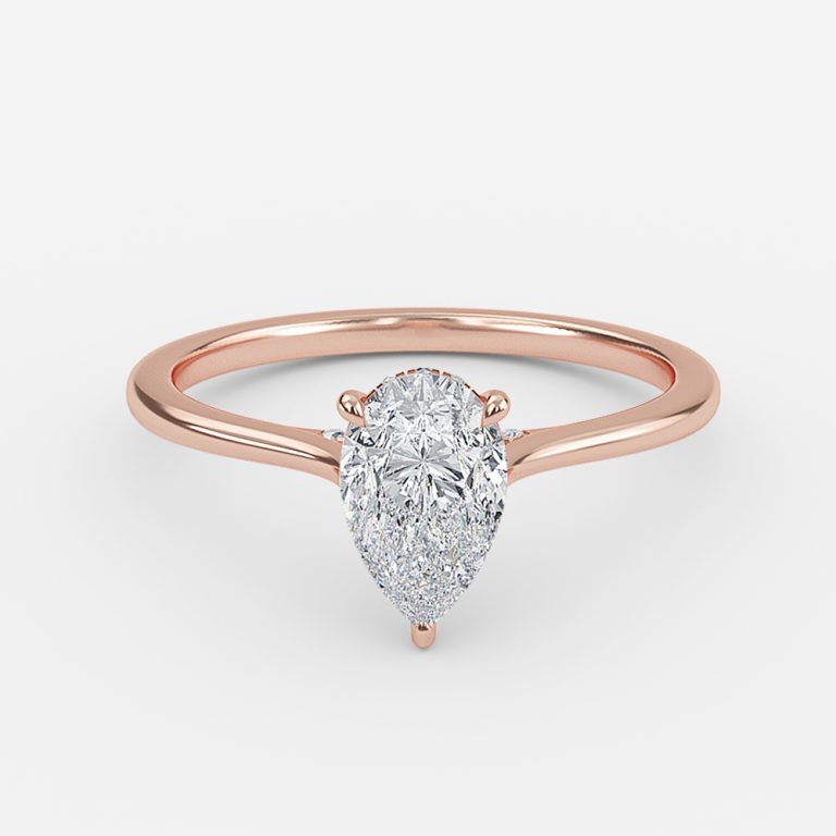 Pear Hidden Halo Engagement Ring