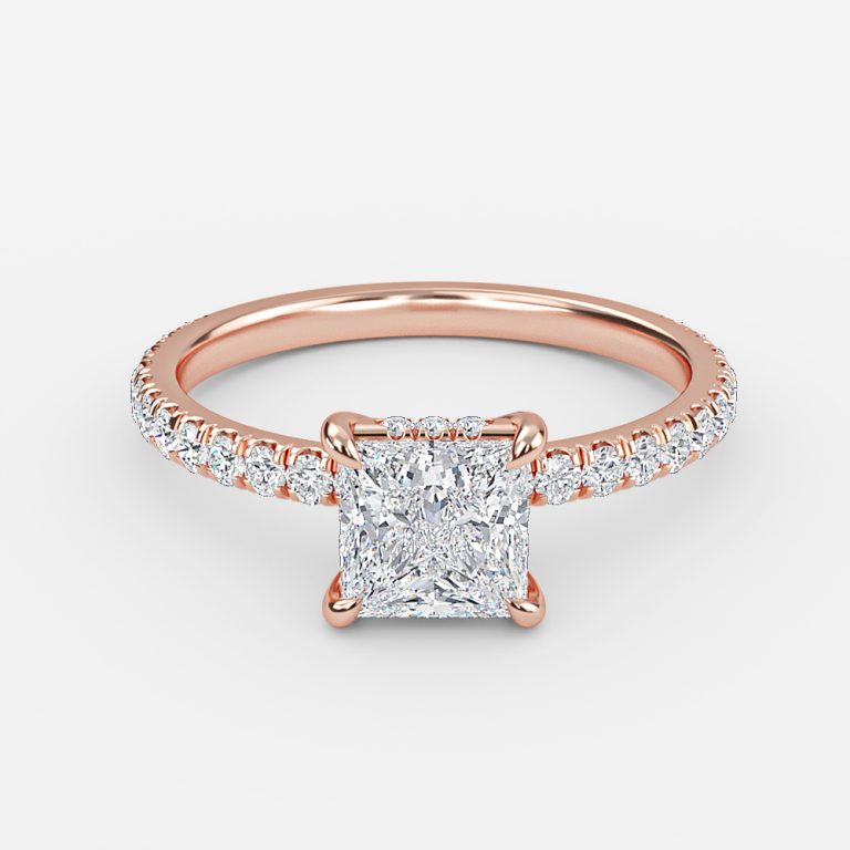 Princess Hidden Halo Engagement Ring