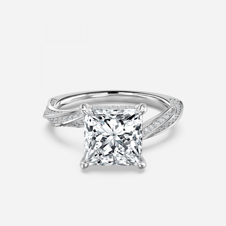 Princess Hidden Halo Engagement Ring