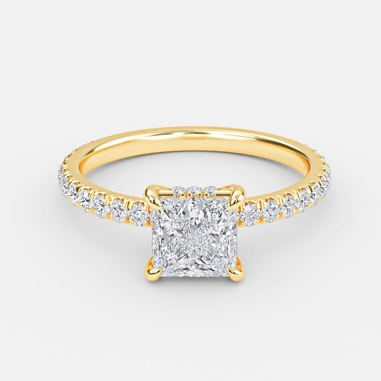 Princess Hidden Halo Engagement Ring
