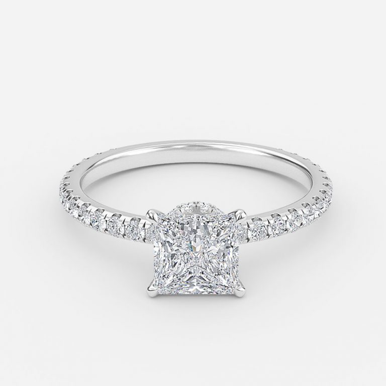 Princess Hidden Halo Engagement Ring