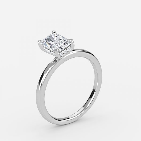 Radiant Hidden Halo Engagement Ring