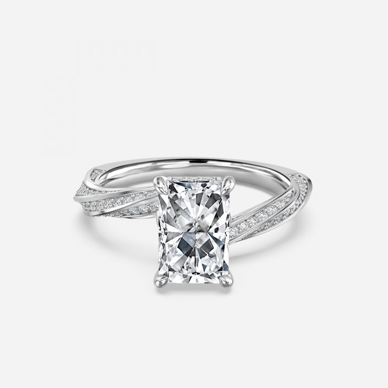 Radiant Hidden Halo Engagement Ring