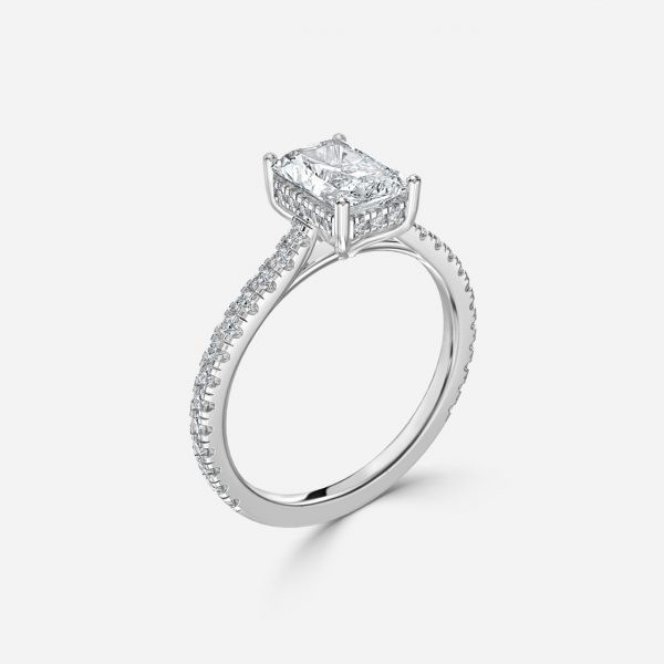 Radiant Hidden Halo Engagement Ring
