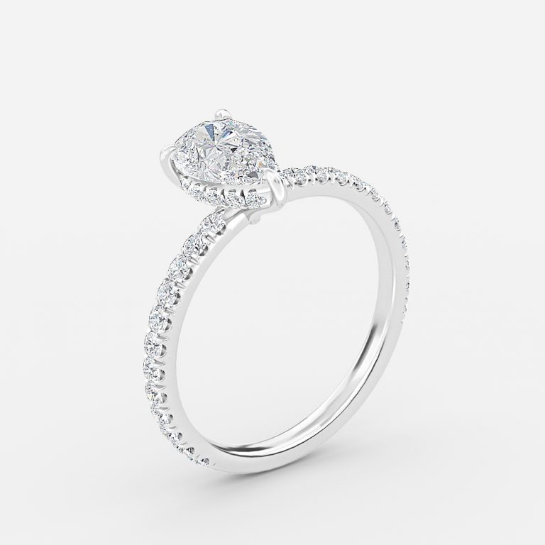 Pear Hidden Halo Engagement Ring