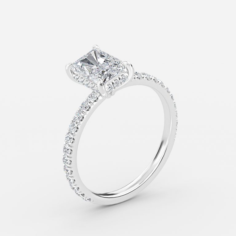 Radiant Hidden Halo Engagement Ring