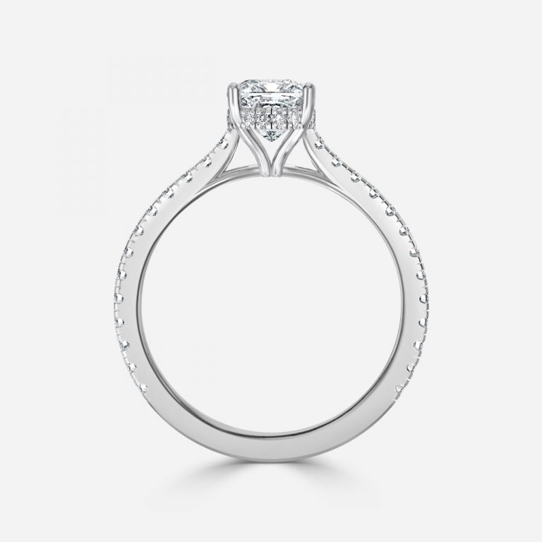 Cushion Hidden Halo Engagement Ring