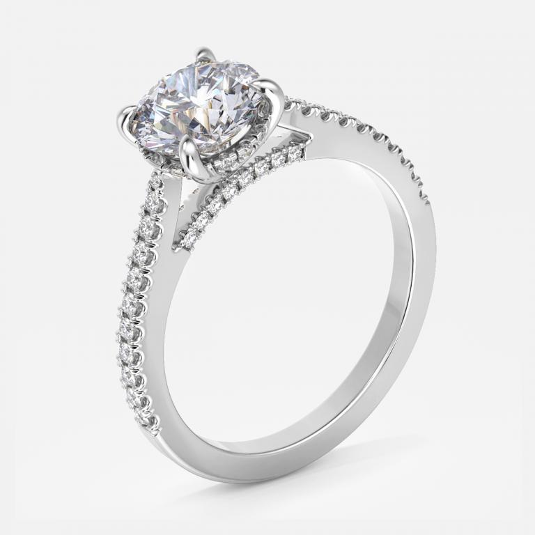 Round Hidden Halo Engagement Ring