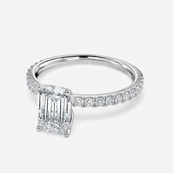 Emerald Hidden Halo Engagement Ring