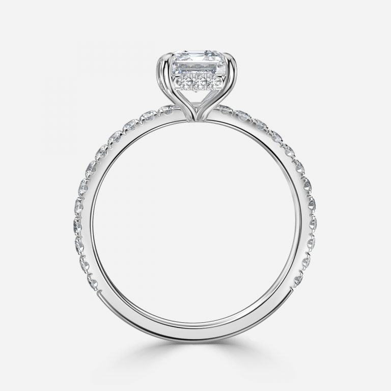 Asscher Hidden Halo Engagement Ring