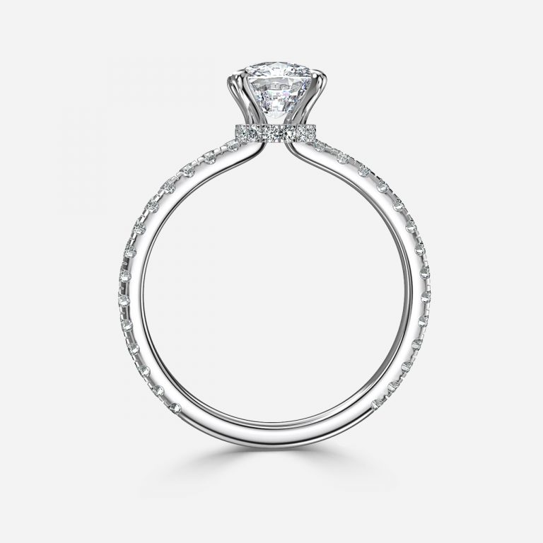 Cushion Hidden Halo Engagement Ring
