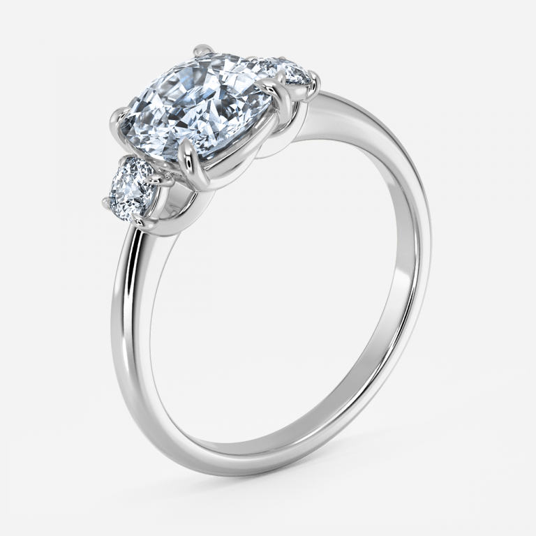 Cushion Three Stone Engagement Ring