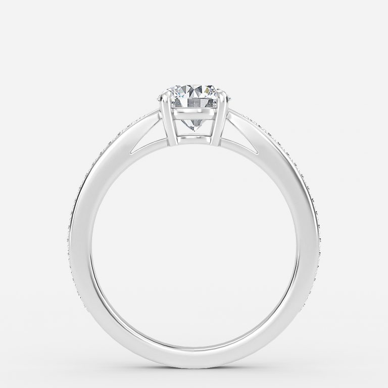 Round Diamond Band Engagement Ring