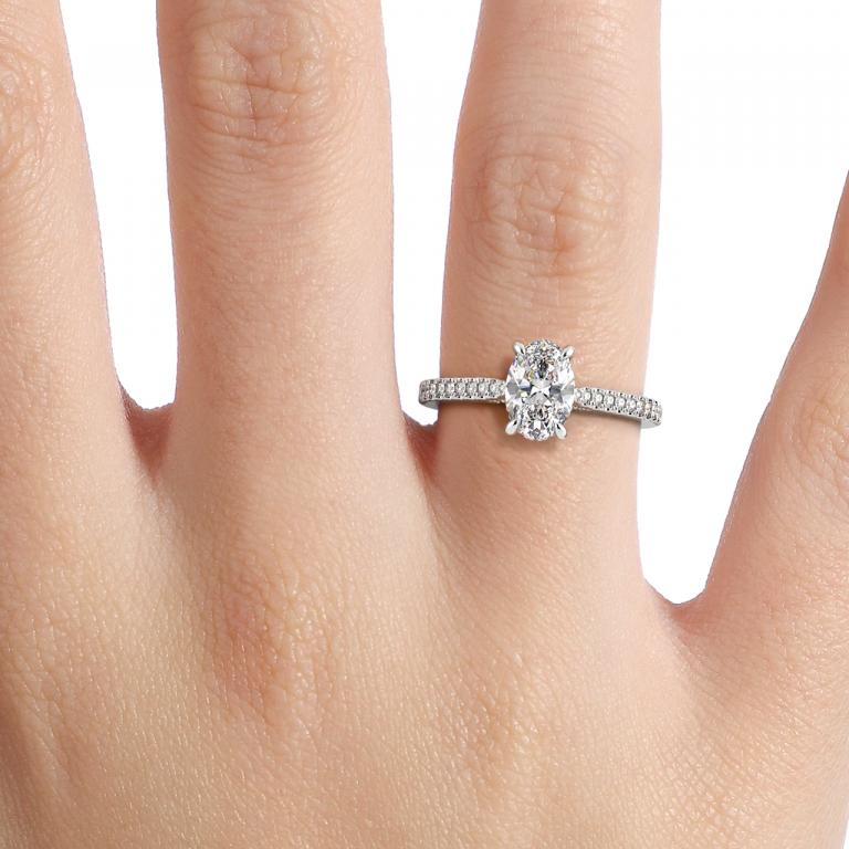 Oval Hidden Halo Engagement Ring