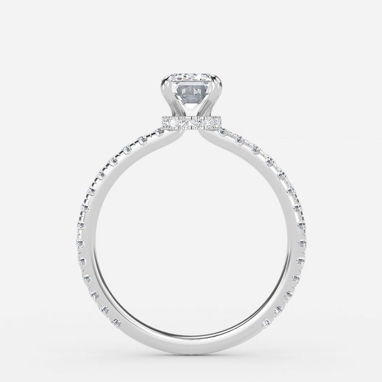 Emerald Hidden Halo Engagement Ring