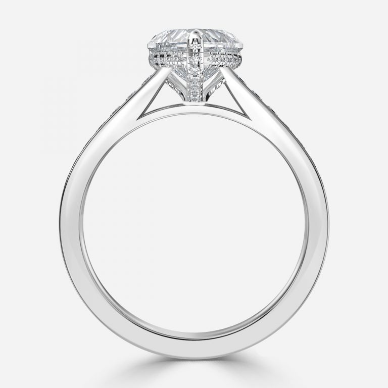 Heart Hidden Halo Engagement Ring
