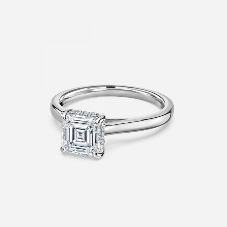Asscher Hidden Halo Engagement Ring