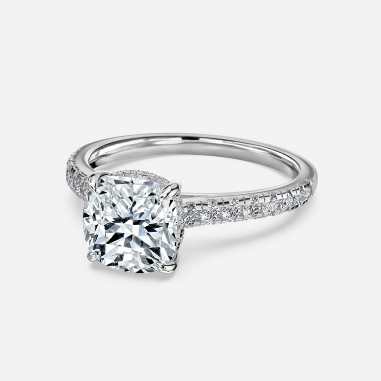 Cushion Hidden Halo Engagement Ring