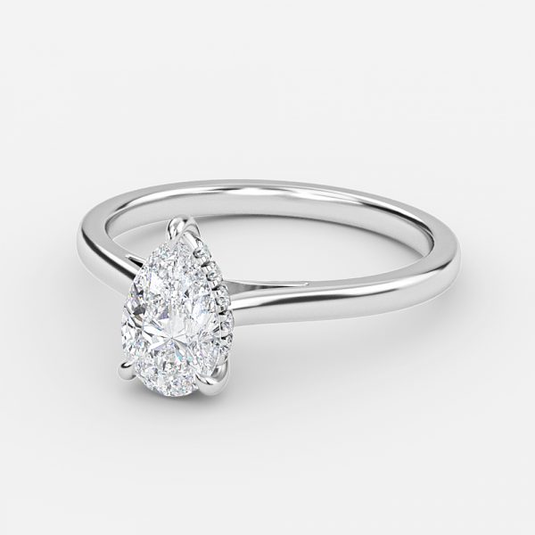 Pear Hidden Halo Engagement Ring