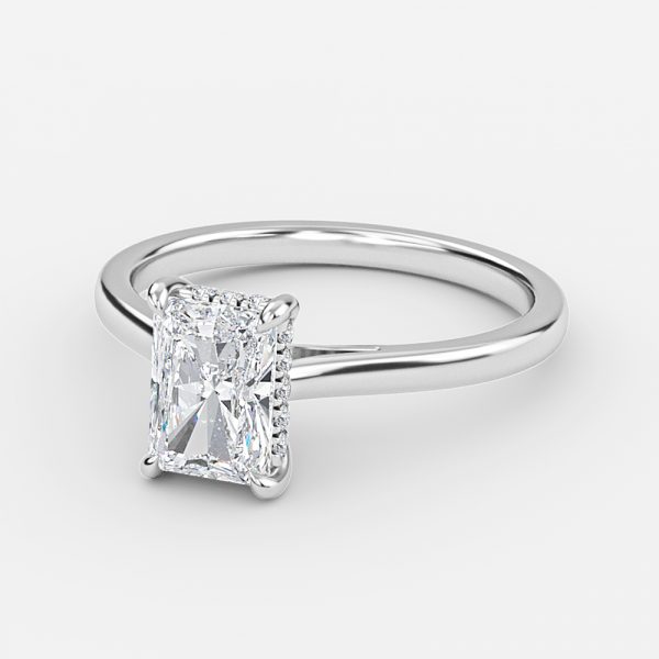 Radiant Hidden Halo Engagement Ring