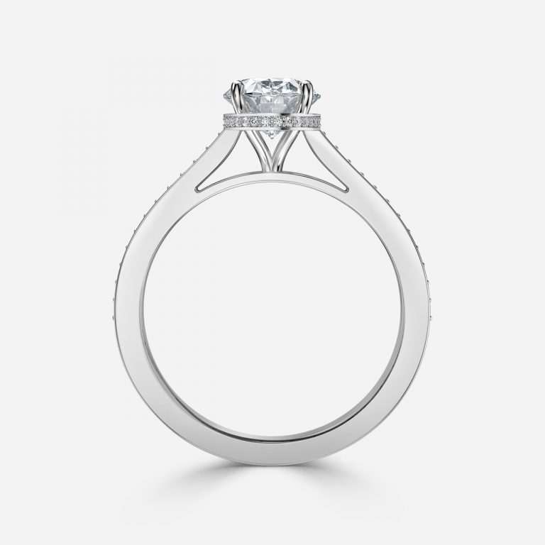 Oval Hidden Halo Engagement Ring