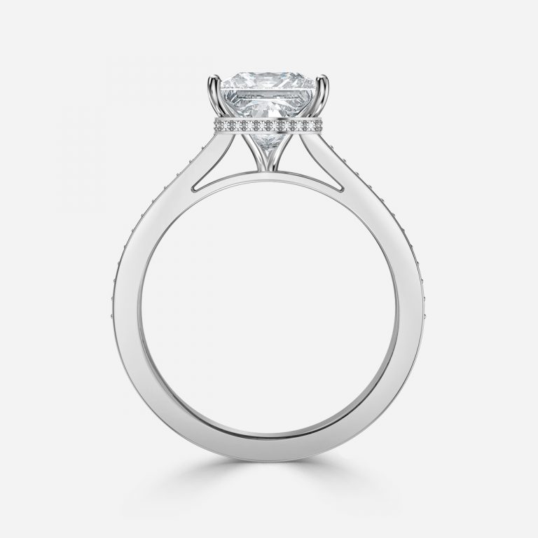 Princess Hidden Halo Engagement Ring