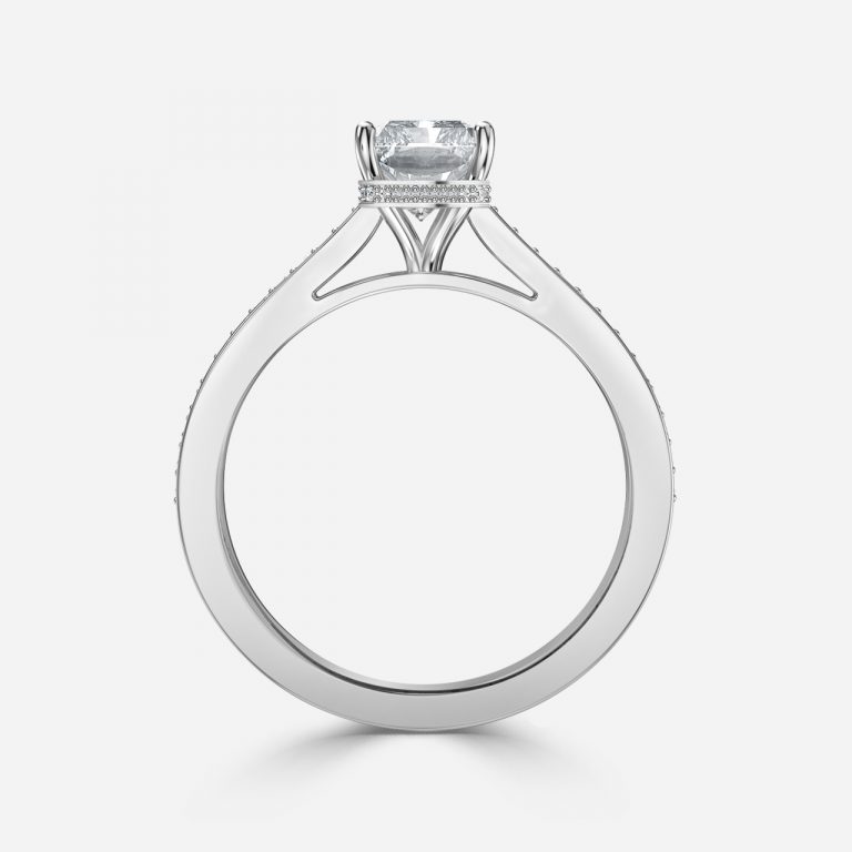 Radiant Hidden Halo Engagement Ring