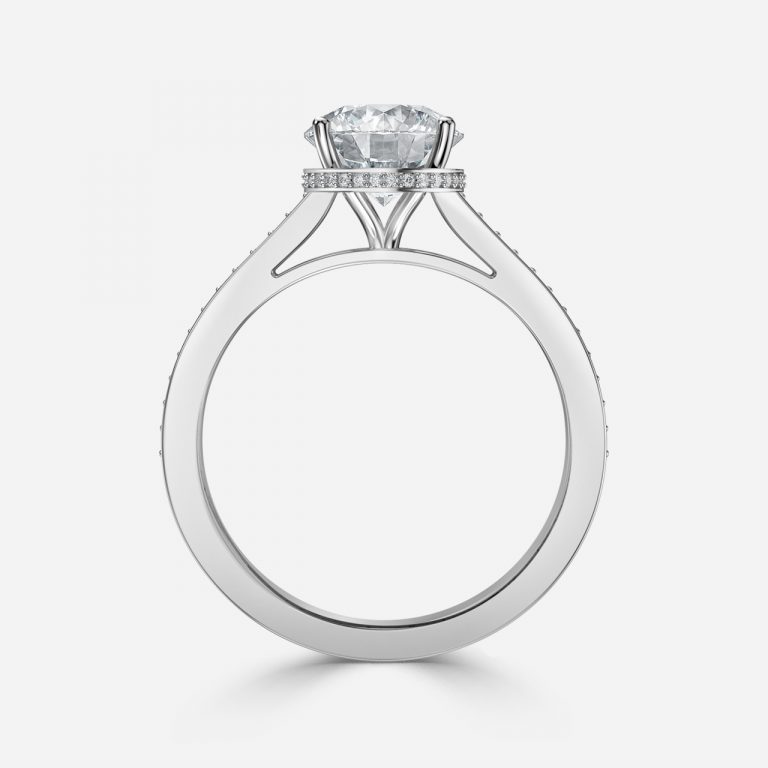 Round Hidden Halo Engagement Ring