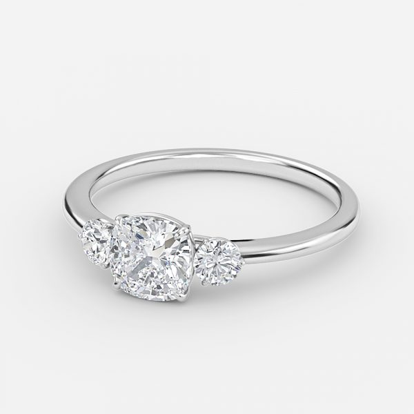 Cushion Three Stone Engagement Ring