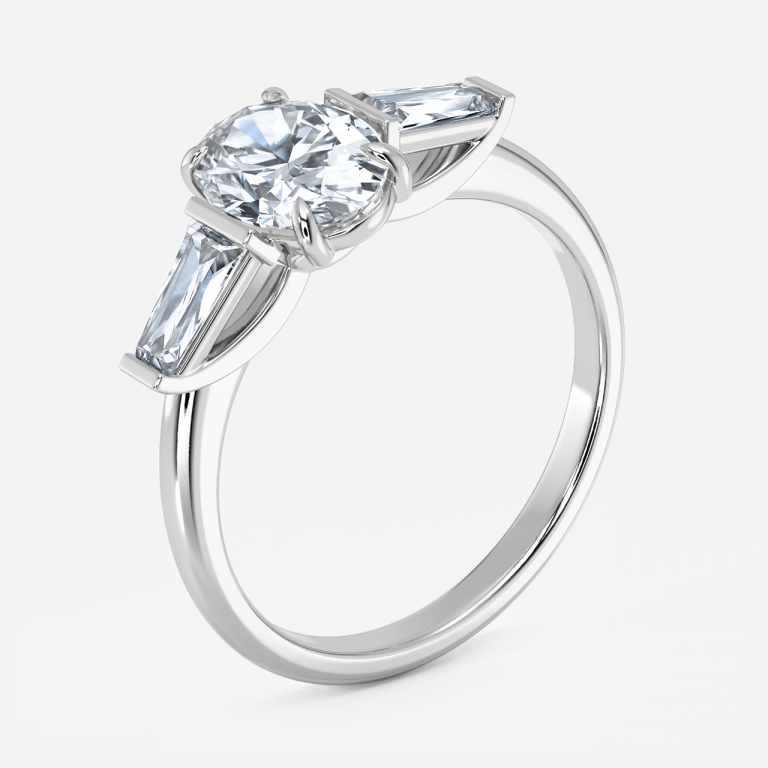 Oval Three Stone Engagement Ring