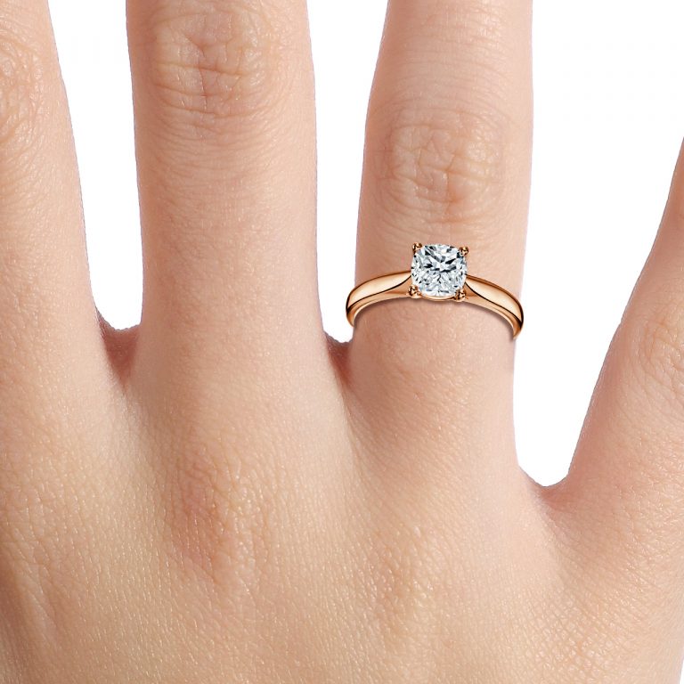 Plain Cushion Solitaire Engagement Ring
