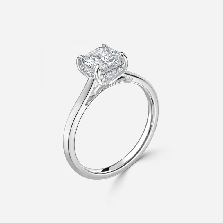 Asscher Hidden Halo Engagement Ring