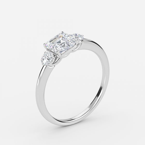 Asscher Three Stone Engagement Ring