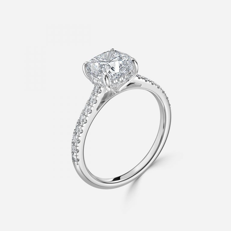Cushion Hidden Halo Engagement Ring
