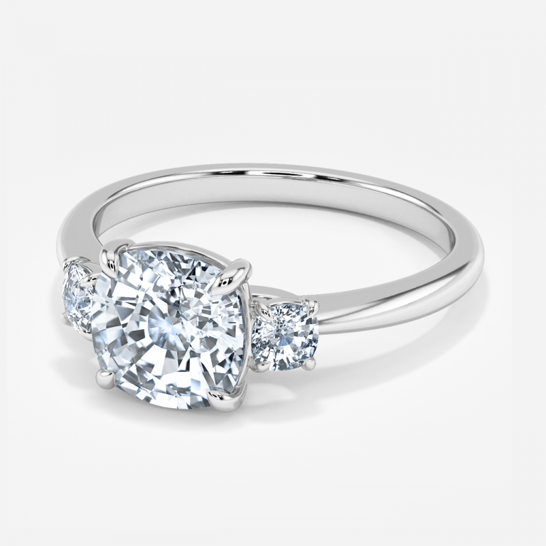 Cushion Three Stone Engagement Ring
