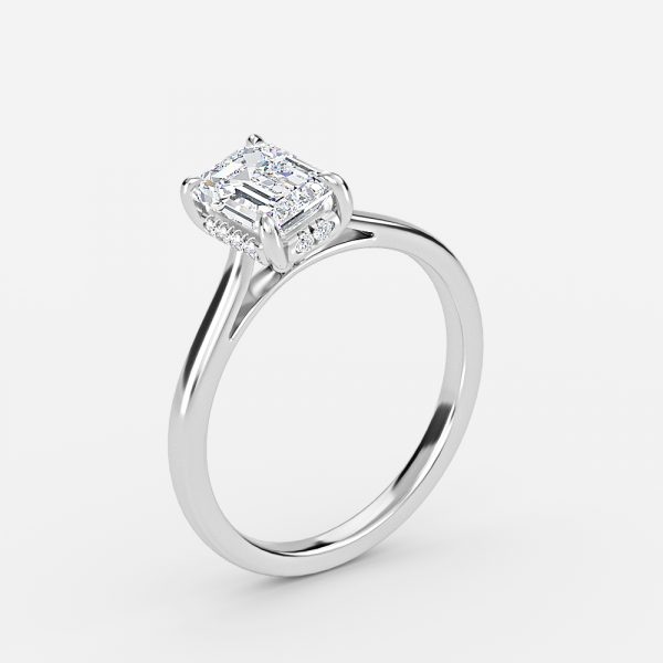Emerald Hidden Halo Engagement Ring