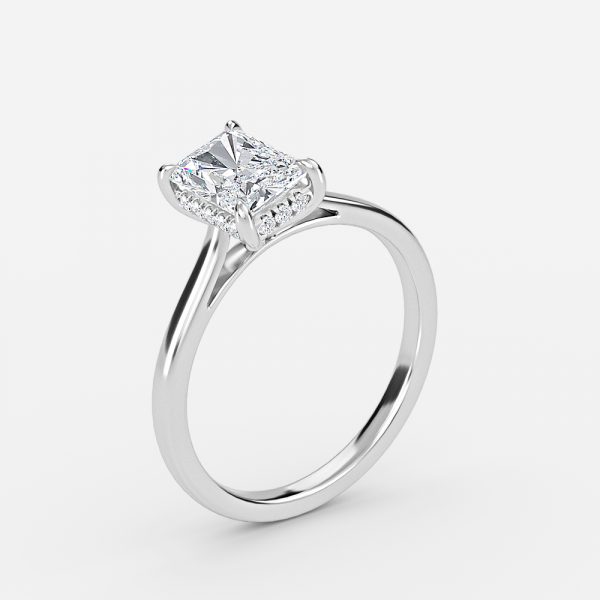 Radiant Hidden Halo Engagement Ring