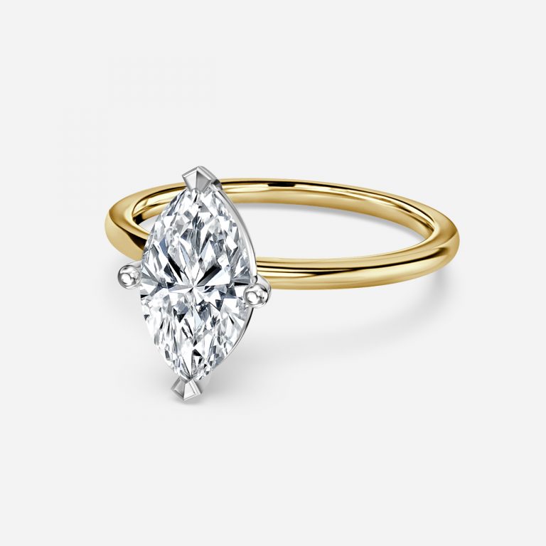 Marquise Two Tone Solitaire Engagement Ring