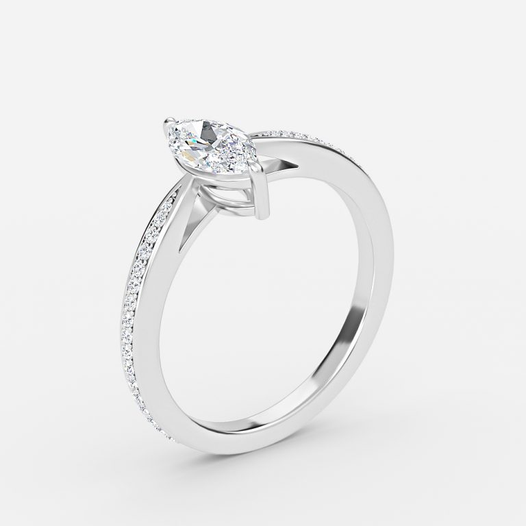 Marquise Diamond Band Engagement Ring